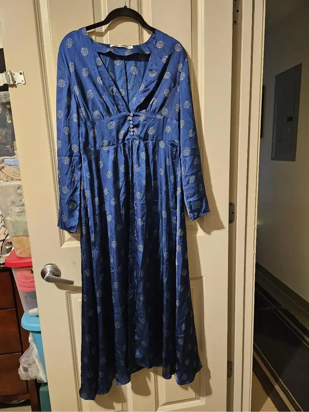 Blue Long Sleeve V-Neck Gown/Dress